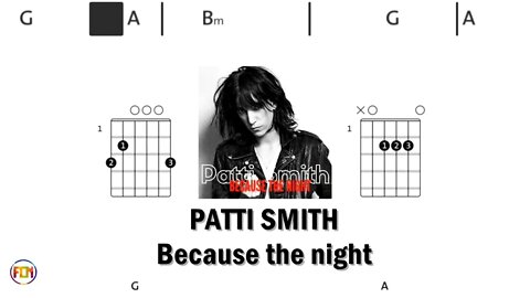 PATTI SMITH Because the night - (Chords & Lyrics like a Karaoke) HD