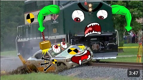 Monster Trains Crush Drunk Car _ Train Crash Doodle Chases Car _ Lucky Doodles