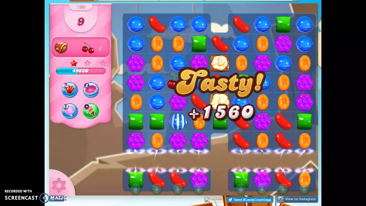 Candy Crush Level 790 Audio Talkthrough, 1 Star 0 Boosters