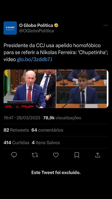 A @oglobopolitica esqueceu que têm plantão, excluiu o plantão salva.