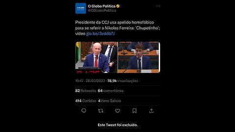 A @oglobopolitica esqueceu que têm plantão, excluiu o plantão salva.