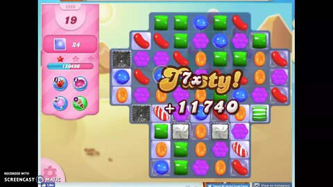 Candy Crush Level 1555 Audio Talkthrough, 2 Stars 0 Boosters