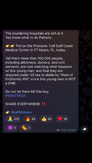 The murdering hospitals are still at it. You know what to do Patriots.