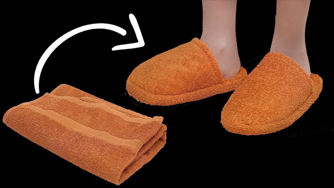 DIY home slippers out of old towels - I sewed them quickly for my loved ones!.