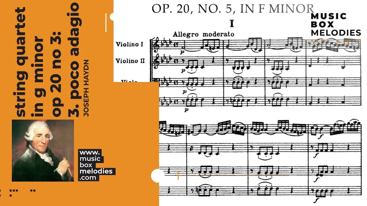 String Quartet in G minor, Op 20 no 3: 3. Poco adagio by Joseph Haydn Music box version