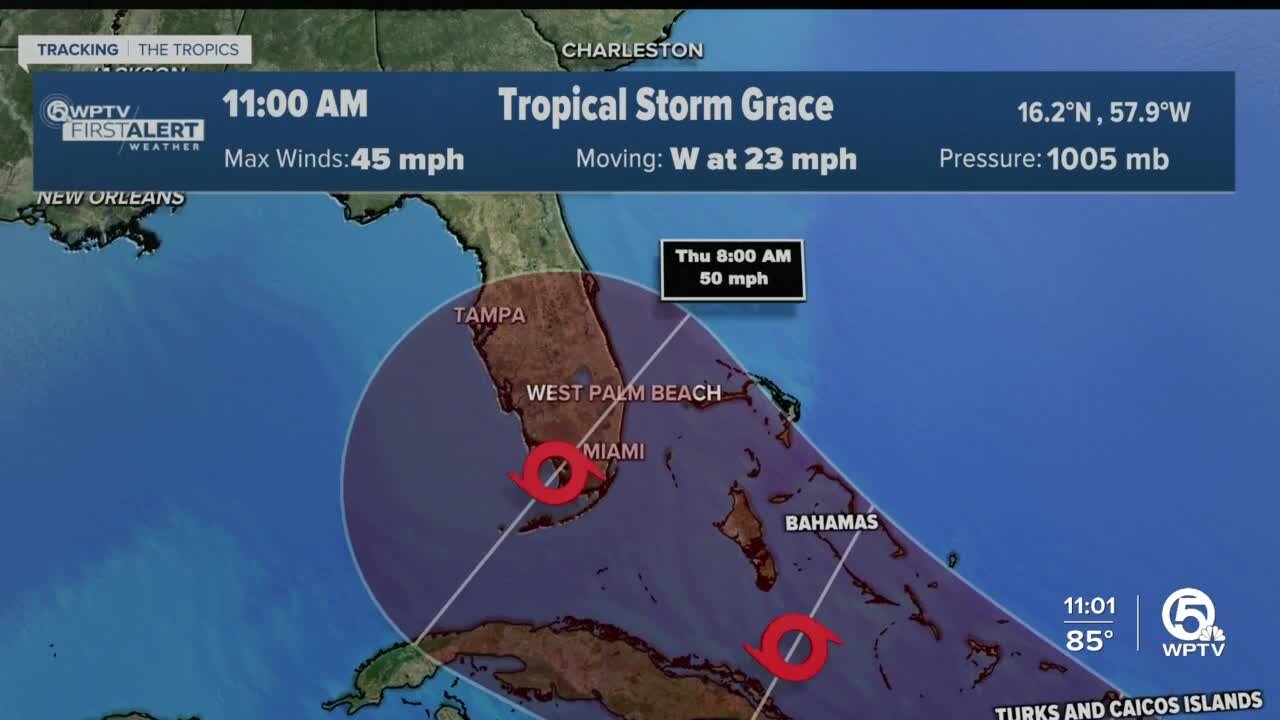 Tropical Storm Grace forms as Fred weakens to tropical wave