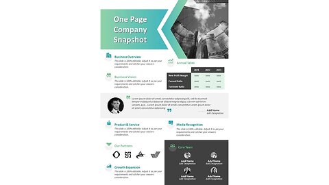 One Page Company Snapshot PowerPoint Presentation