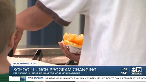 Free school lunches to end for some Arizona students for this school year