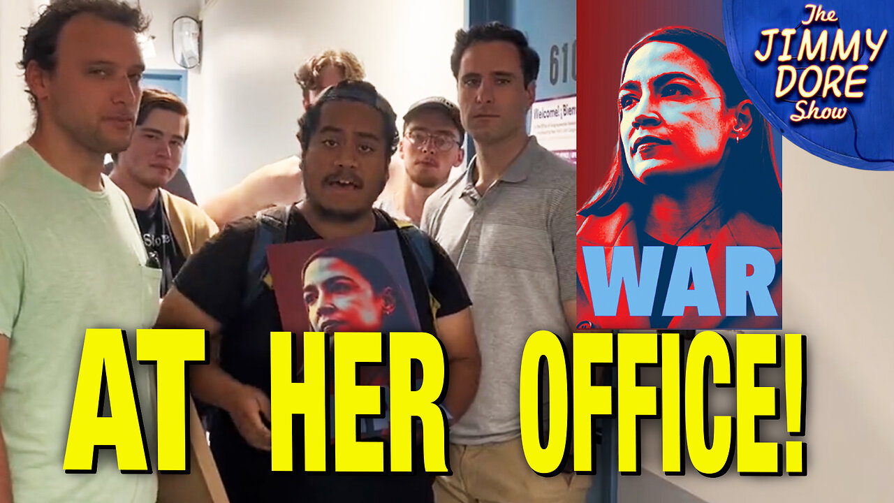 Activists Put “War Pig” Poster On AOC’s Office Door!