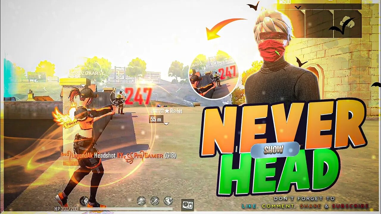 NEVER SHOW HEAD🔥🔥free fire☢️☢️☢️