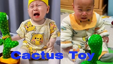 Cute Babies Playing with Dancing Cactus