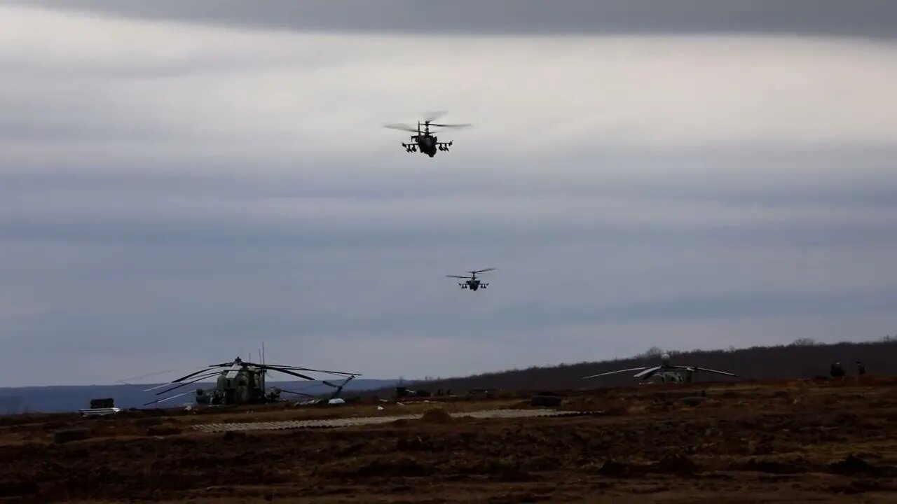 Russian Ka-52 Attack Helicopter Crews Destroying AFU Military Equipment