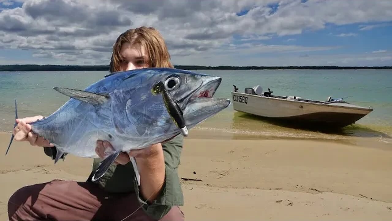 2 day ISLAND FISHING for MONSTER TUNA - Camping on FRASER! (Shark/Tuna/Mackerel)