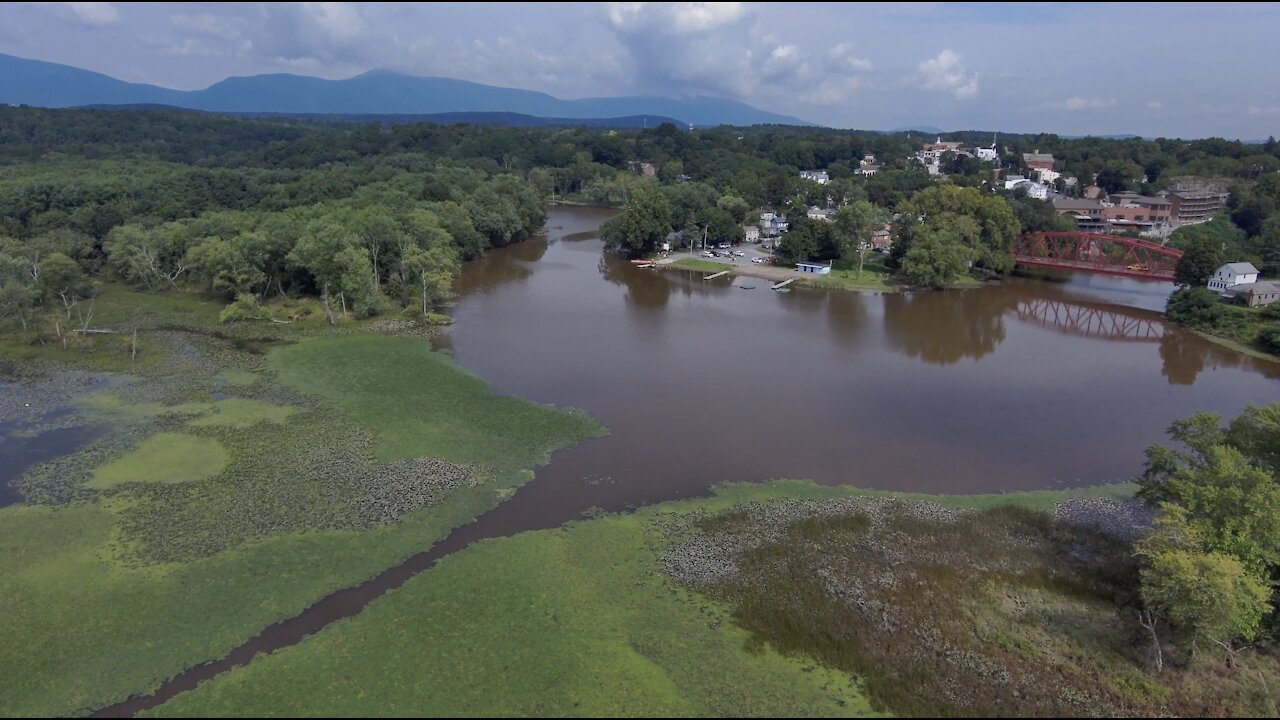 Aerial Video Over the Esopus Creek in the Village of Saugerties