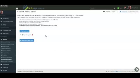 GoToMyAccounts custom menu items tutorial