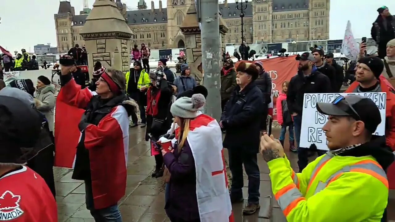 Speaker on Parliament Hill. Freedom Convoy 2022