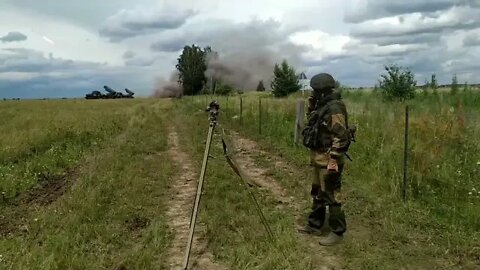 The work of the Grad MLRS on the positions of Ukrainian militants