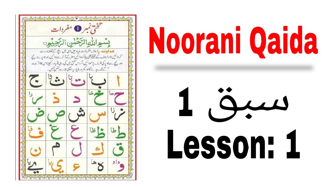 Noorani Qaida Lesson no 1 Full In Urdu-Hindi