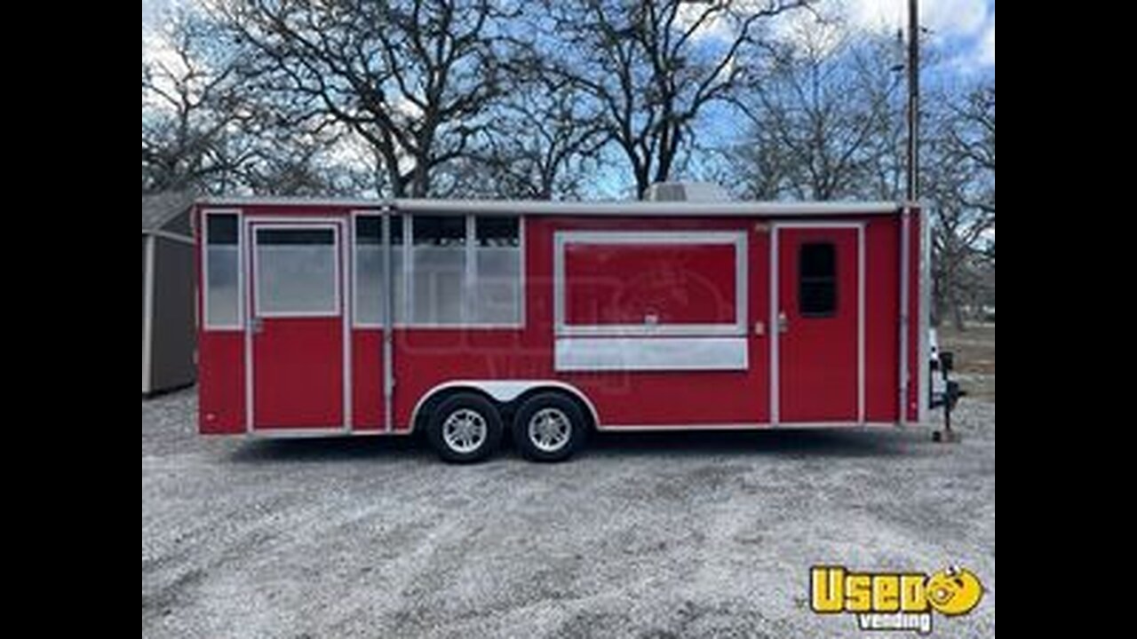 Clean - 2017 8.5' x 24' Food Concession Trailer with 12' Porch for Sale in Texas