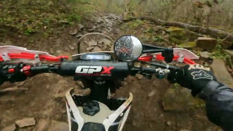 Wet rocky slippery hill climb with GPX fse250e (Hatfield McCoy)