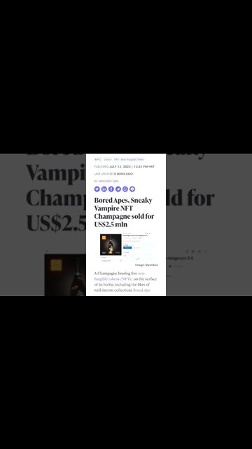 Bored Apes, Sneaky Vampire NFT Champagne sold for US$2.5 mln #cryptomash #cryptomashnews