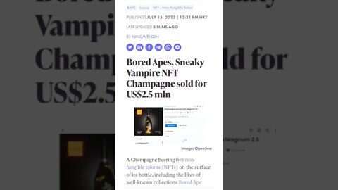 Bored Apes, Sneaky Vampire NFT Champagne sold for US$2.5 mln #cryptomash #cryptomashnews