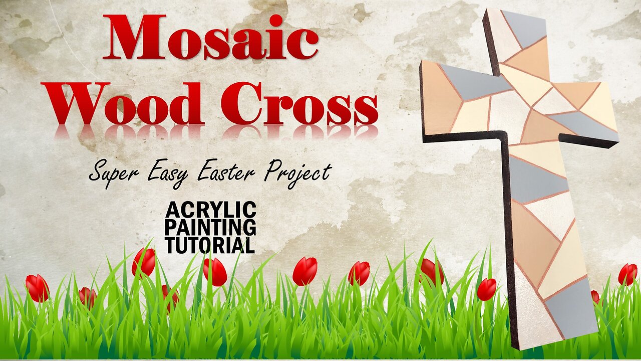 Mosaic Wood Cross | Easy Painting Tutorial for Beginners