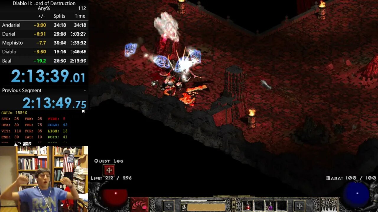Sub 2:20 PB Diablo 2 Druid Speed run (2:13:34) live reaction