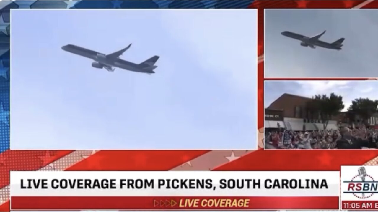 TRUMP❤️🇺🇸🥇FLY OVER HUGE MAGA RALLY ON TRUMP FORCE ONE🤍🇺🇸🛫🏅💙🇺🇸🛬⭐️