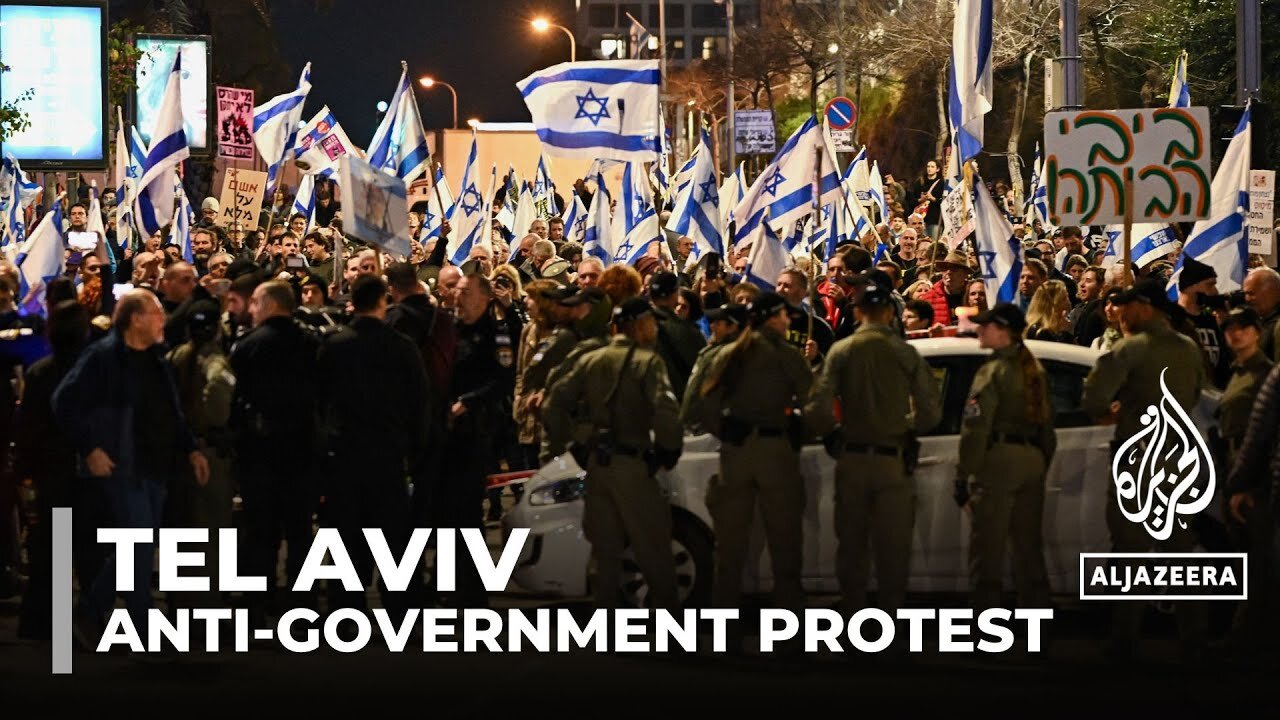 Anti-government protests in Tel Aviv demanding the resignation of Benjamin Netanyahu