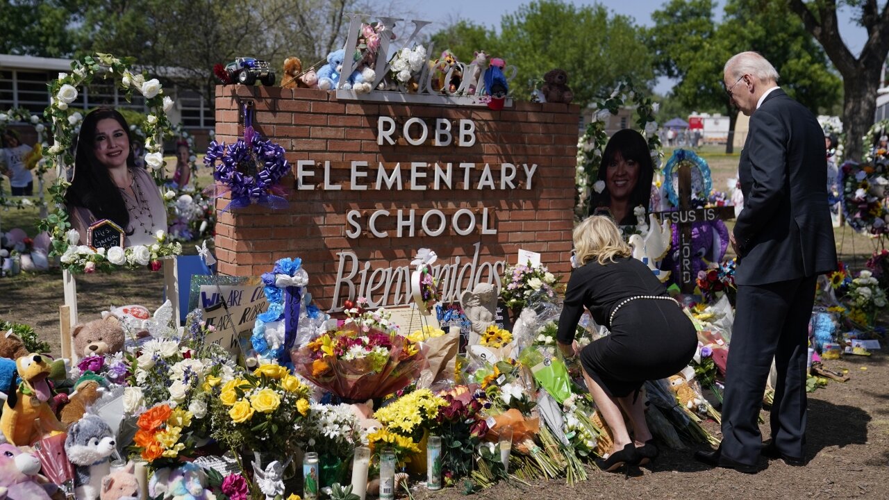 Biden Visits Memorial To Victims Of Texas School Shooting