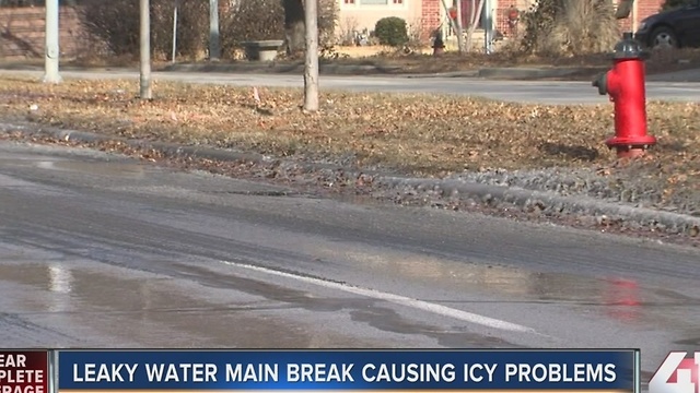 Leaky water main break causing icy problems