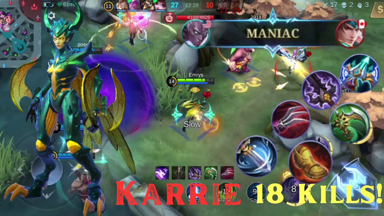 18 Kills + MANIAC!! Karrie Lifesteal Build