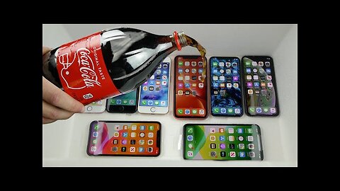Pouring Coca-Cola on Every Water Resistant iPhone - 11 Pro, 11, XS, X, XR, 8, 7, 6S - What Happens