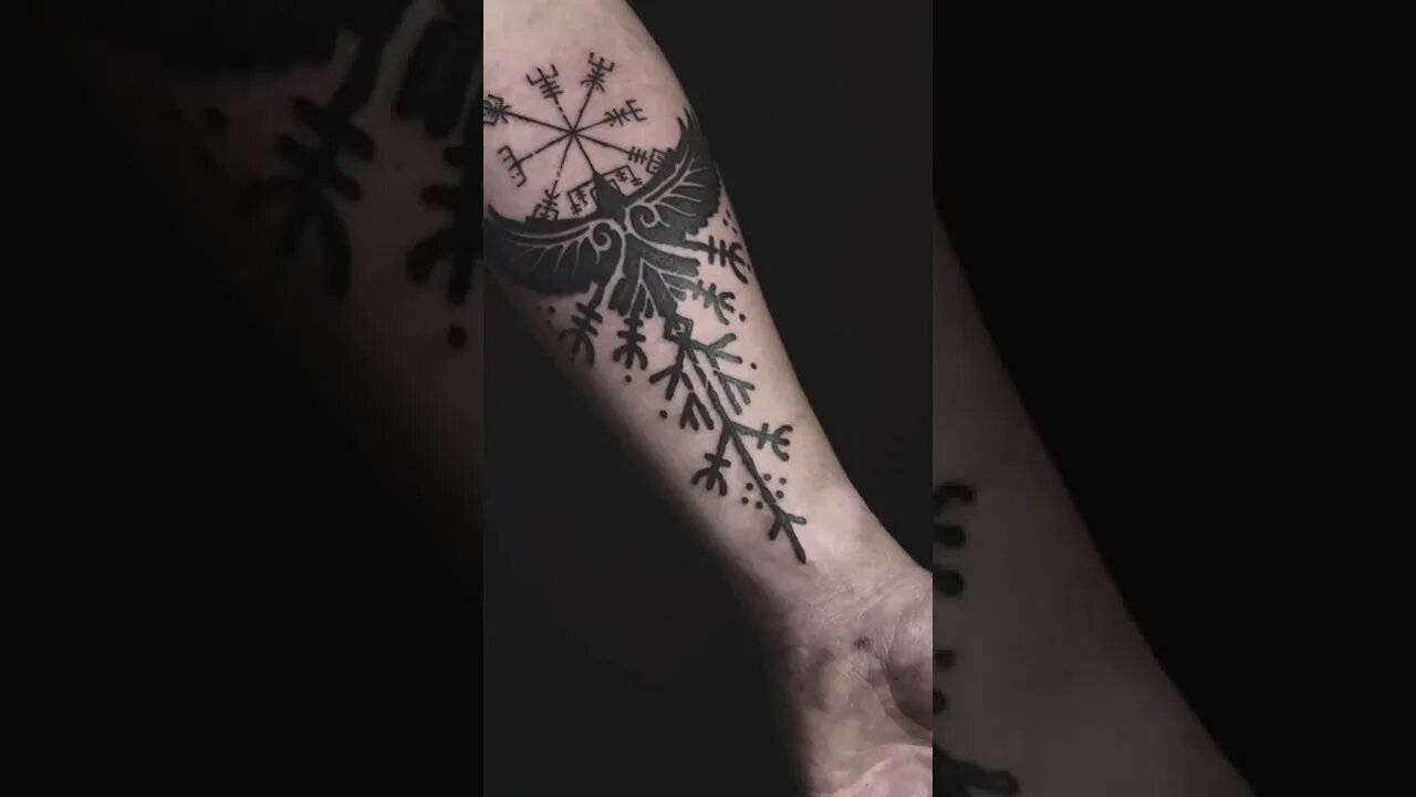 Viking Nordic Raven Arm Tattoo #shorts #tattoos #inked #youtubeshorts