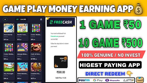 GAME PLAY EARN MONEY | FREECASH APP | DAILY 100RS MONEY EARNING APP TAMIL | NEW EARNING APP TODAY