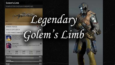 Outriders - Golem's Limb legendary pump action shotgun