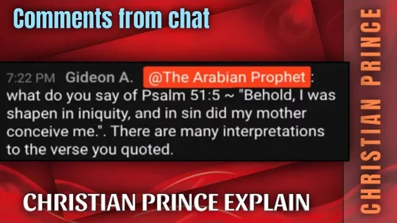 Comments from chat psalm 51:5 - Christian prince reply