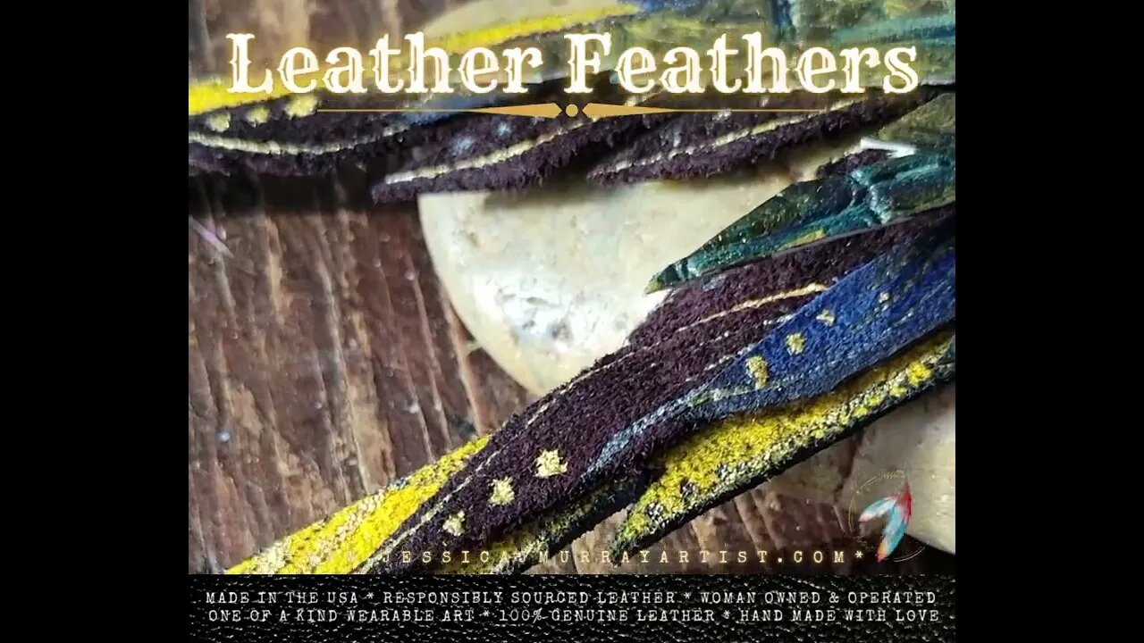 DENIM TORQUE, 6 inch, leather feather earrings