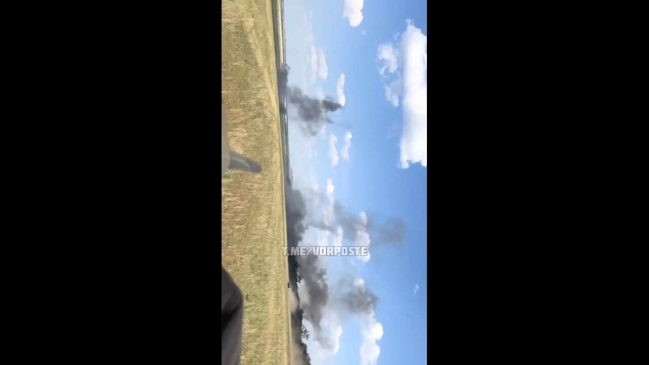 Ukrainian vehicles draw Russian artillery fire while on the move somewhere in Donbass