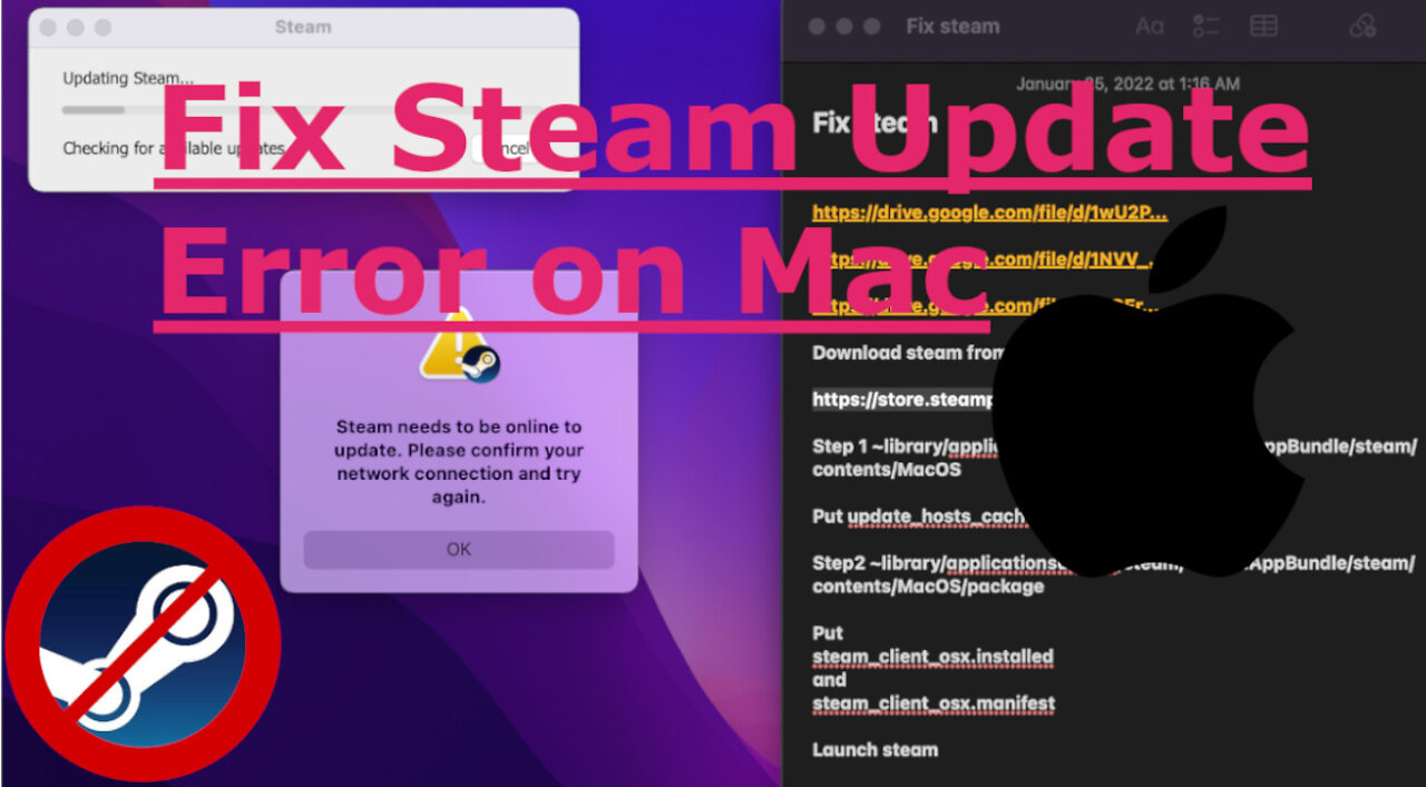 how to fix steam update error on Mac