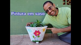 PINTURA EM VASO DE CIMENTO - FAÇA VOCÊ MESMO - Aprendendo com Tom Artesão