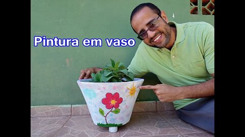 PINTURA EM VASO DE CIMENTO - FAÇA VOCÊ MESMO - Aprendendo com Tom Artesão