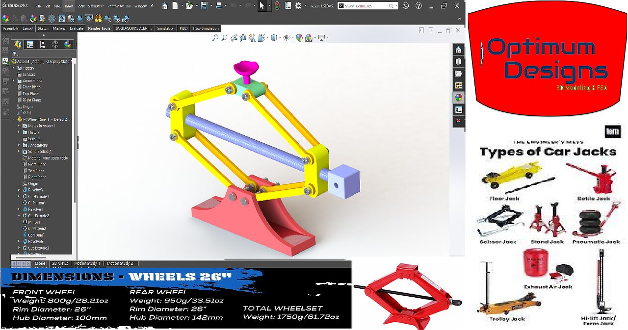 SolidWorks Tutorial~How to Design and Assembly Car Jack in #solidworkstutorial #drawing #Tips