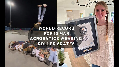 World record for 12 man acrobatics wearing roller skates @InterestingStranger