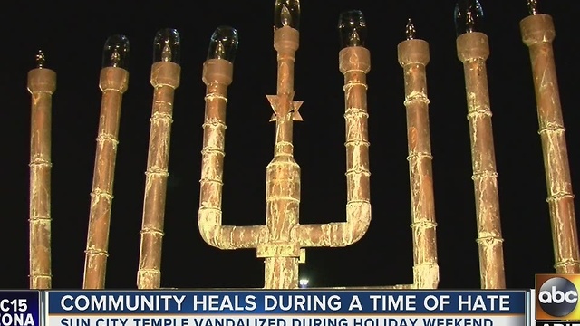 Sun City temple vandalized, community standing behind them