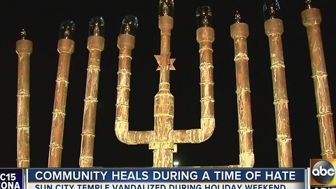 Sun City temple vandalized, community standing behind them