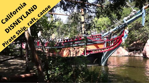 California Disneyland Pirate ship Steam Boat Raft and Canoes around Tom Sawyer's Island