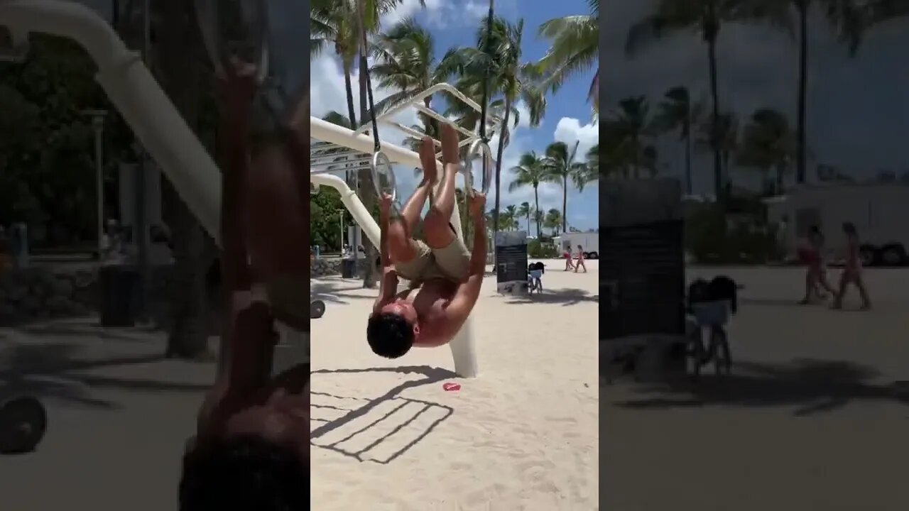 Olympic ring abs workout at Muscle Beach South Beach, Miami, Florida #shorts #miamibeach