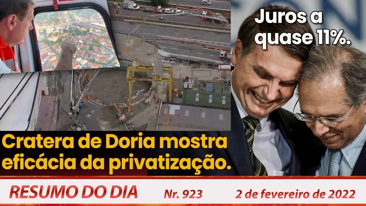 Cratera de Doria mostra eficácia da privatização. Juros a quase 11%. - Resumo do Dia Nº 923 - 2/2/22